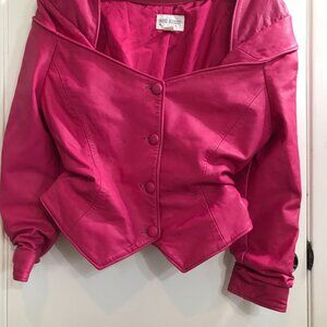 Hugo Buscati Milano Leather Bolero jacket, Hot Pink/Fuschia/Bubble Gum,S